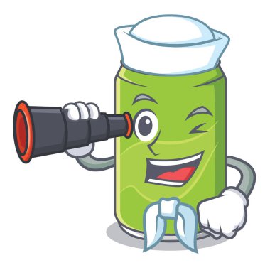 Denizci dürbün meşrubat karakter karikatür ile