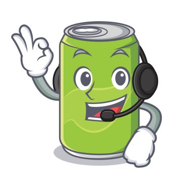 Kulaklık meşrubat karakter karikatür ile