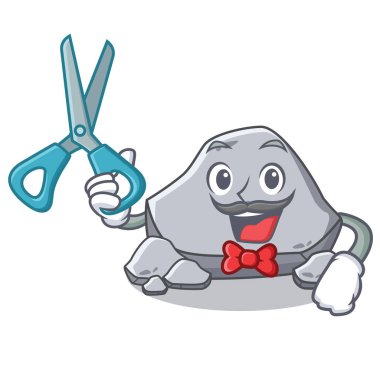 Kuaför taş karakter karikatür tarzı