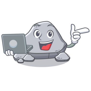 Dizüstü taş karakter karikatür tarzı ile