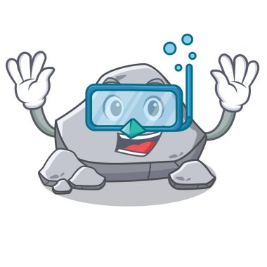 Taş karakter karikatür tarzı dalış