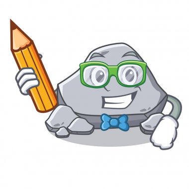 Öğrenci taş karakter karikatür tarzı