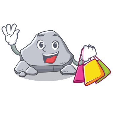 Taş karakter karikatür tarzı alışveriş