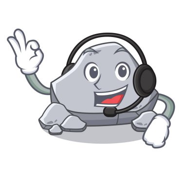 Kulaklık taş karakter karikatür tarzı ile