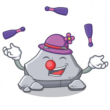 Taş karakter karikatür tarzı hokkabazlık ile