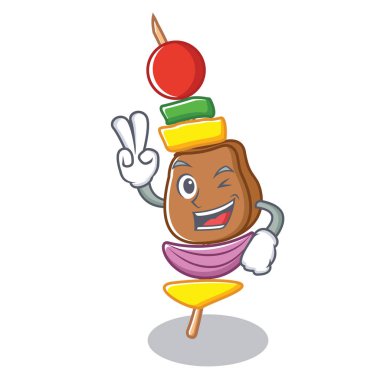 İki parmak Barbekü karakter karikatür tarzı