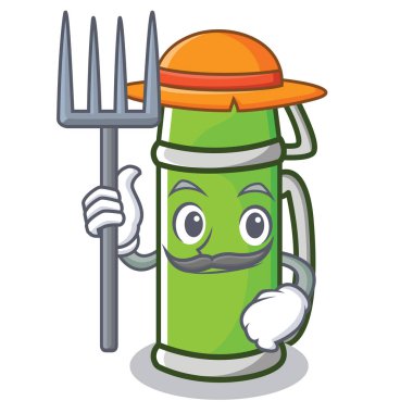 Çiftçi termos karakter karikatür tarzı