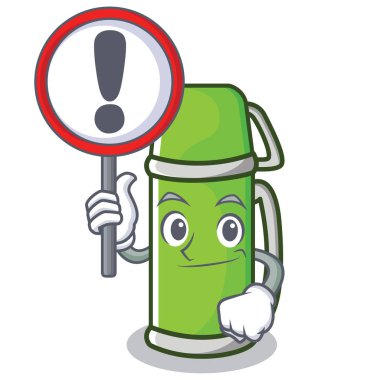 İşareti termos karakter karikatür tarzı ile