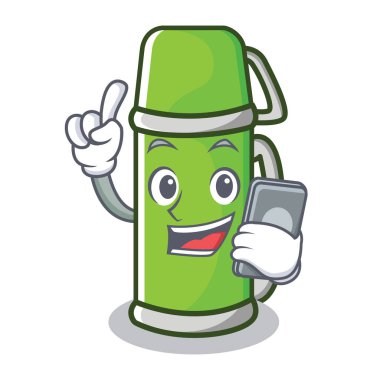Telefon termos karakter karikatür tarzı ile