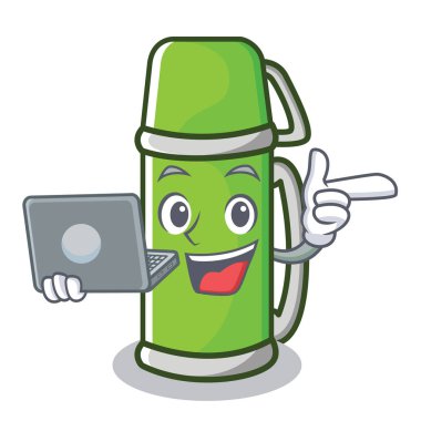 Dizüstü termos karakter karikatür tarzı ile