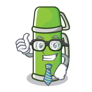 İşadamı termos karakter karikatür tarzı