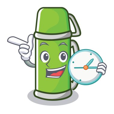 Saat termos karakter karikatür tarzı ile