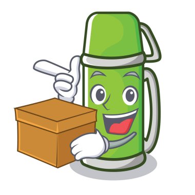 Kutusu termos karakter karikatür tarzı ile