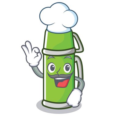 Şef termos karakter karikatür tarzı