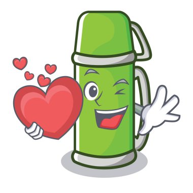 Kalp termos karakter karikatür tarzı ile