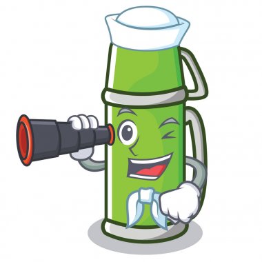 Denizci denizci termos karakter karikatür tarzı ile