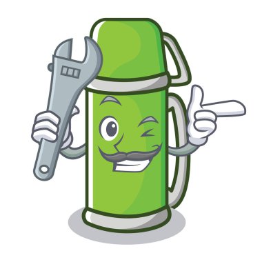 Mekanik termos karakter karikatür tarzı