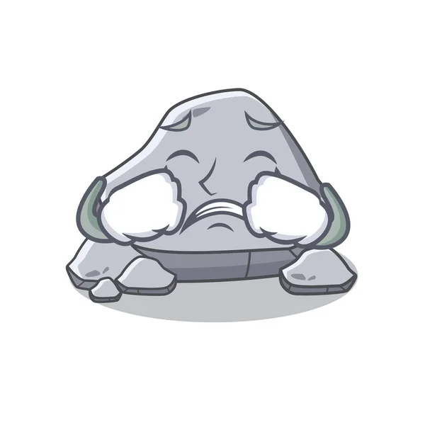 Personaje de piedra llorando estilo de dibujos animados — Vector de stock