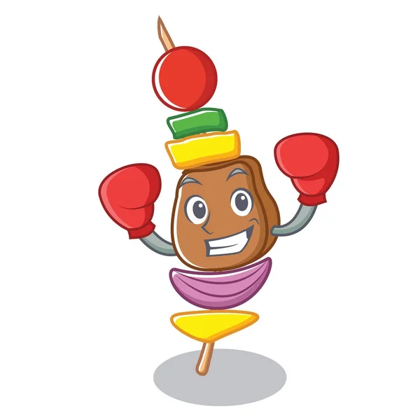 Boxing pemenang barbecue karakter gaya kartun - Stok Vektor