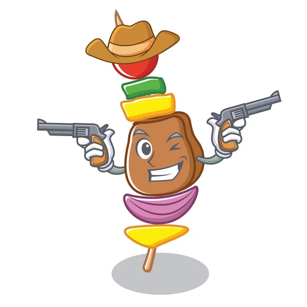 Cowboy churrasco personagem estilo cartoon — Vetor de Stock