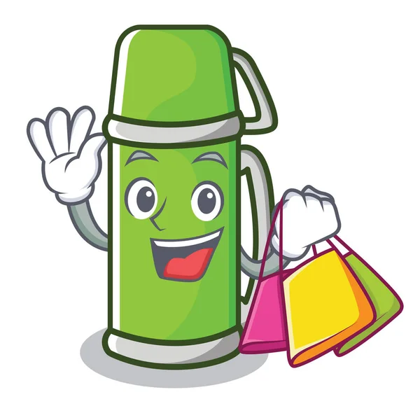 Shopping thermos personnage dessin animé style — Image vectorielle