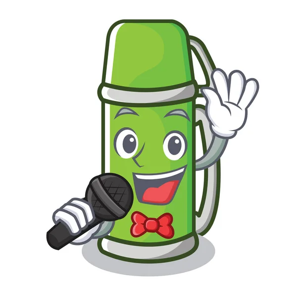 Zingen thermos tekenstijl cartoon — Stockvector