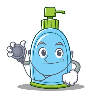 Doktor sıvı sabun karakter karikatür
