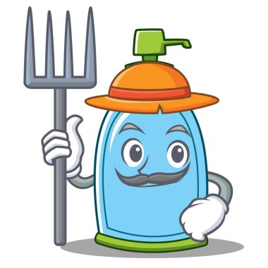 Çiftçi sıvı sabun karakter karikatür