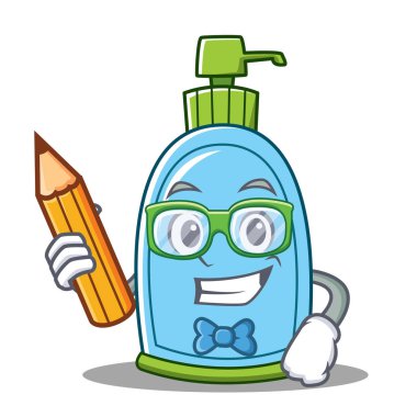 Öğrenci sıvı sabun karakter karikatür