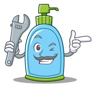 Mekanik sıvı sabun karakter karikatür