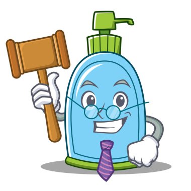 Yargıç sıvı sabun karakter karikatür