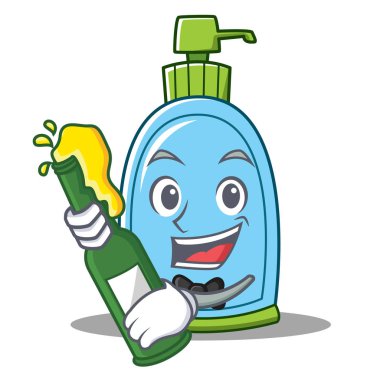 Bira sıvı sabun karakter karikatür ile