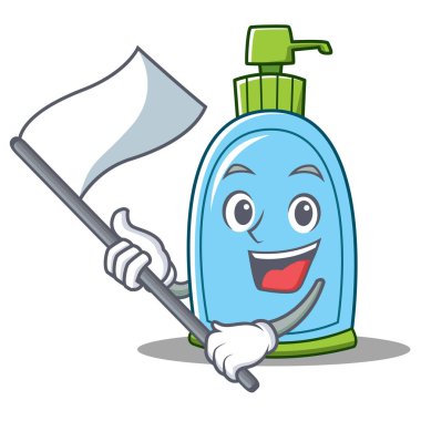 Bayrak sıvı sabun karakter karikatür ile