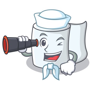 Denizci dürbün doku karakter karikatür tarzı ile