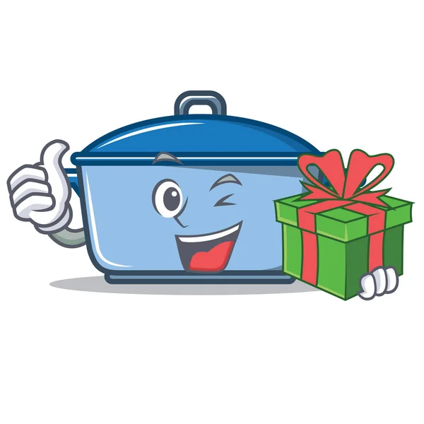 With gift kitchen character cartoon style — Stock Vector