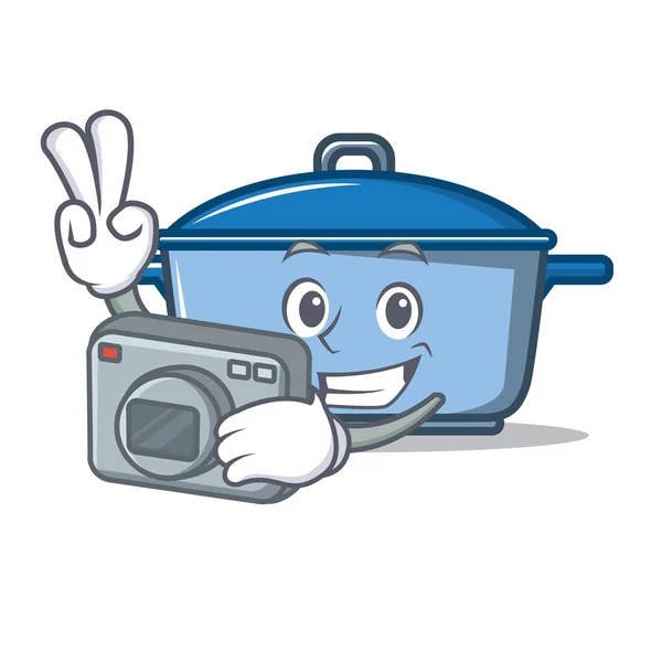 Photographer kitchen character cartoon style — Stock Vector