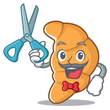 Kruvasan karakter karikatür tarzı berber