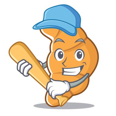 Oyun beysbol kruvasan karakter karikatür tarzı