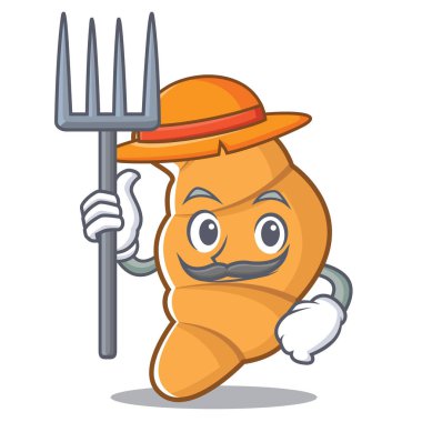 Çiftçi kruvasan karakter karikatür tarzı