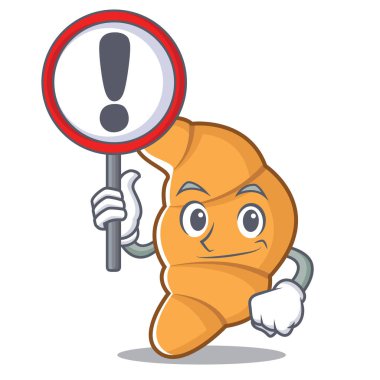 İşareti kruvasan karakter karikatür tarzı ile