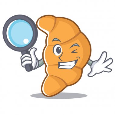 Dedektif kruvasan karakter karikatür tarzı