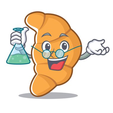 Profesör kruvasan karakter karikatür tarzı