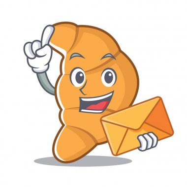 Zarf kruvasan karakter karikatür tarzı ile