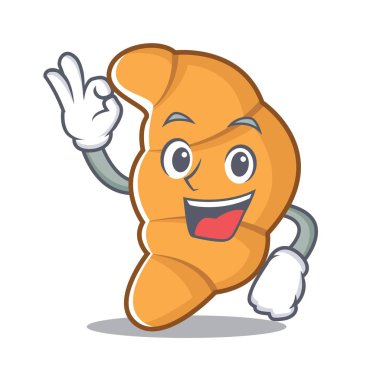 Kruvasan karakter karikatür tarzı Tamam