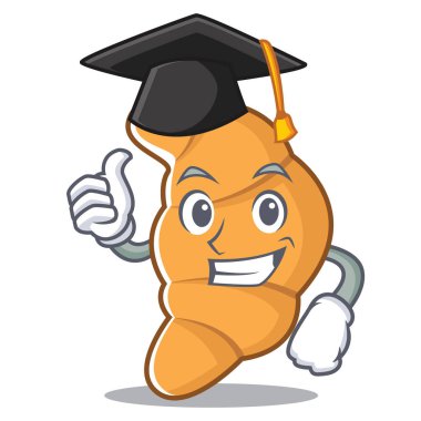 Mezuniyet kruvasan karakter karikatür tarzı