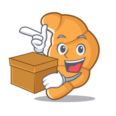 Kutusu kruvasan karakter karikatür tarzı ile