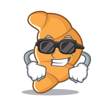 Süper cool kruvasan karakter karikatür tarzı