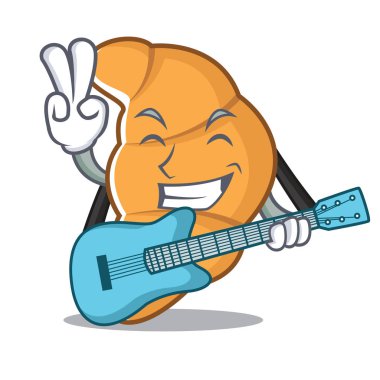Gitar kruvasan karakter karikatür tarzı ile