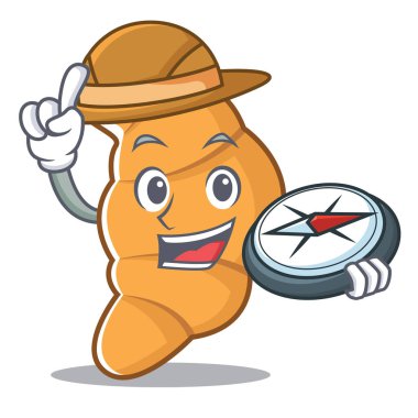 Explorer kruvasan karakter karikatür tarzı