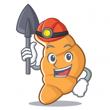 Madenci kruvasan karakter karikatür tarzı